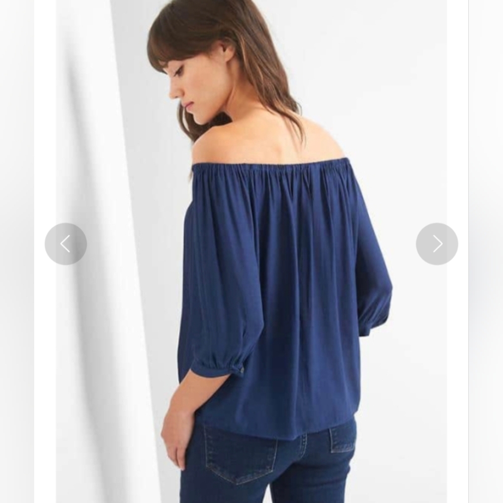 GAP Women's Dusty Pink Drapey Off-Shoulder Elbow Sleeves Peasant Blouse Top- XL - Picture 15 of 15